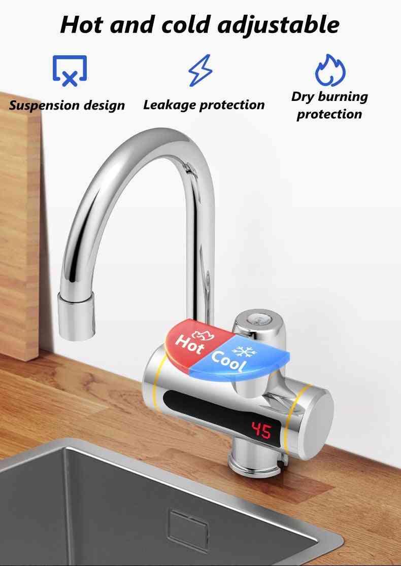Instant Tankless Electric Water Heater, Faucet Heating Tap With Led Temperature Display