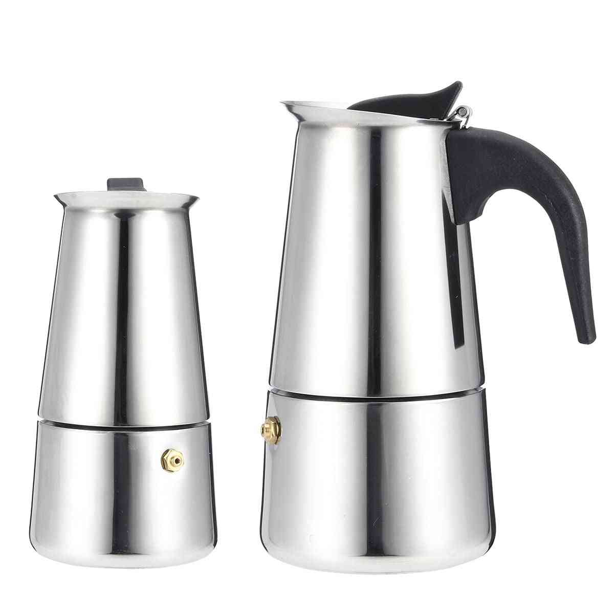 Stainless Steel Espresso Coffee Maker, Moka Pot With Electric Stove, Filter Kettle