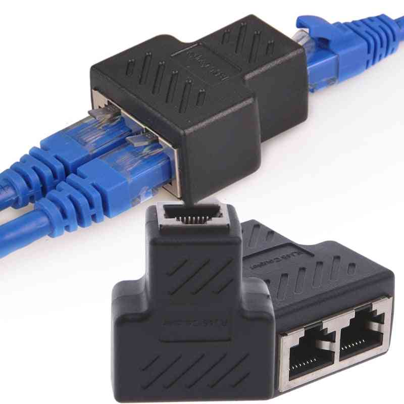 1 To 2 Ways Lan Ethernet Network Cable, Female Splitter Connector Adapter