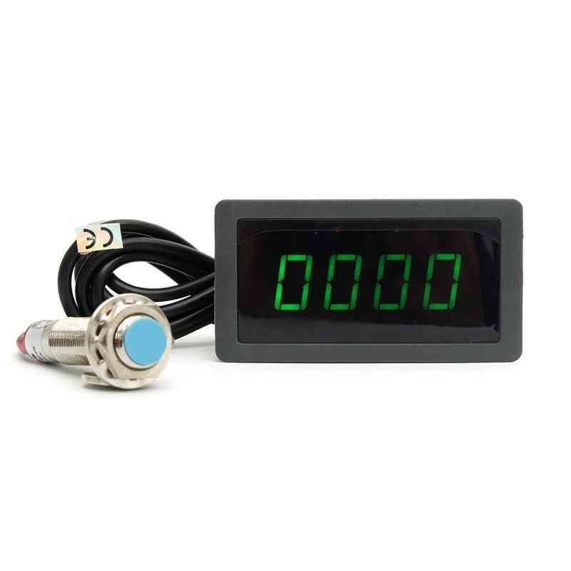 4 Digital Green Led, Tach Rpm Speed Meter With Hall Proximity Switch Sensor