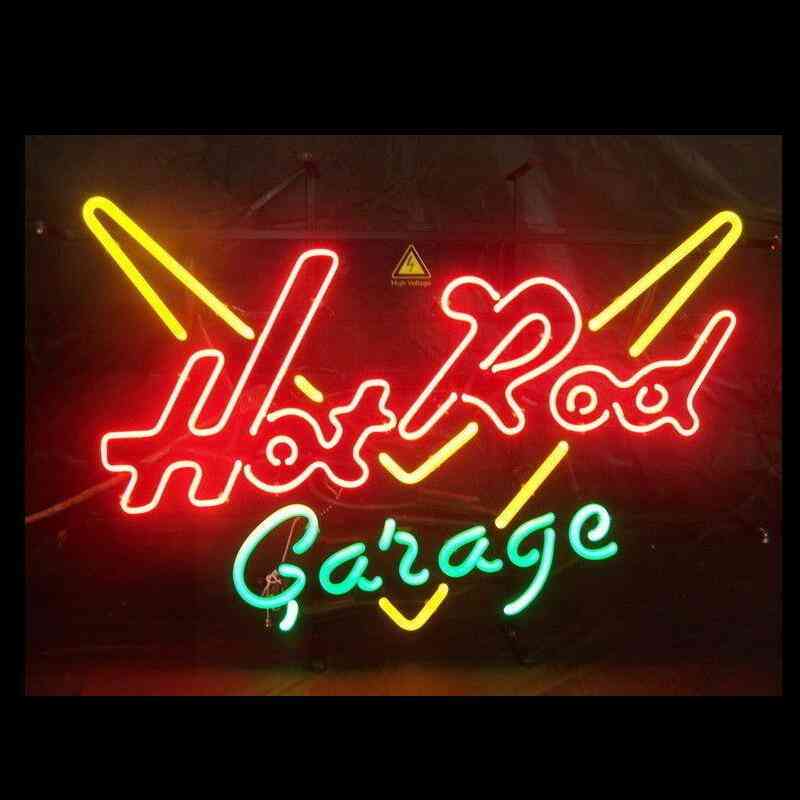 Hot rod garážové sklo neonové světlo znamení