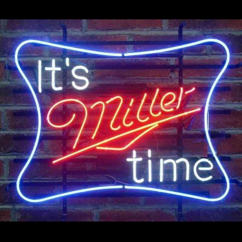 It's Miller Time Glass Neon Light Sign For Decoration