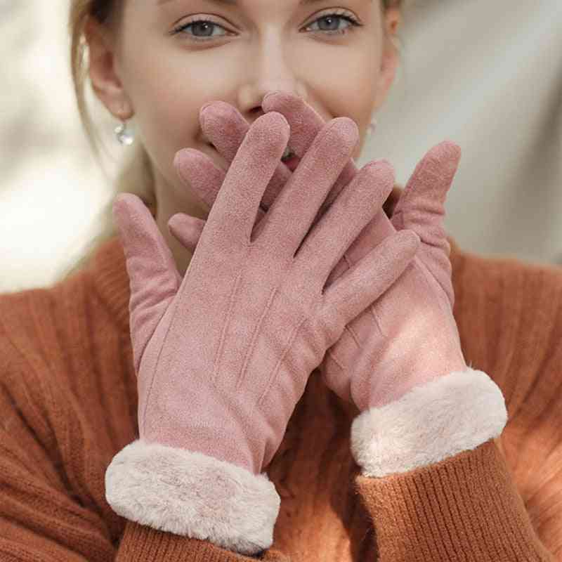 Winter Warm- Suede Furry, Touch Screen, Full Finger, Outdoor Gloves