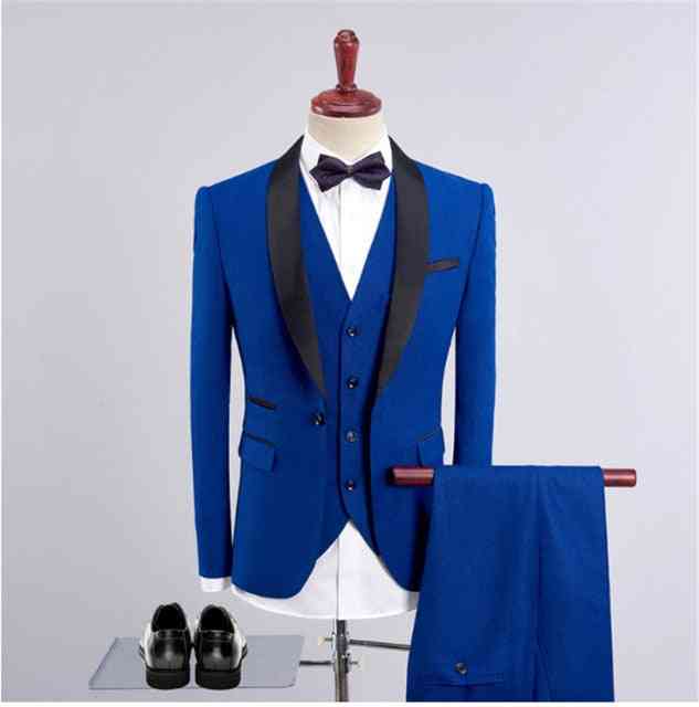 Fashion Handsome Groom Tuxedos Jacket Vest Pant