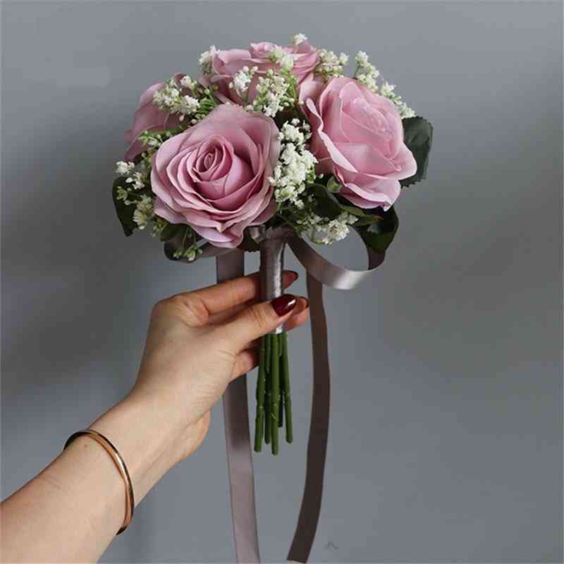 Bride Rose Flower Artificial Bouquet For Wedding