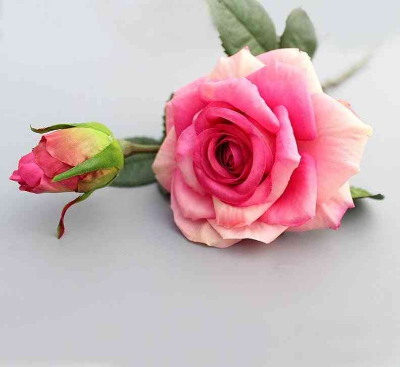 булчински сватбен букет, истински щрих, изкуствено копринено цвете роза за декорации