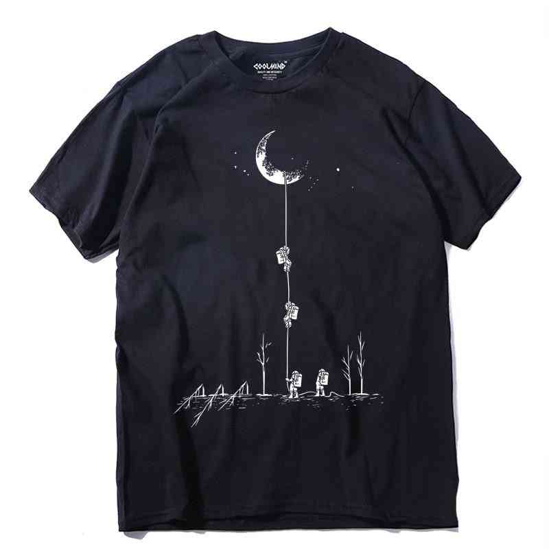 Cotton Casual, Short Sleeve, Space Print, O-neck Cool Street, Style T-shirt