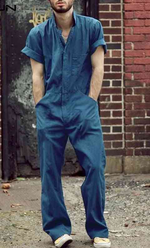 Fashion Men Short Sleeve Loose Cargo Overalls Jumpsuits