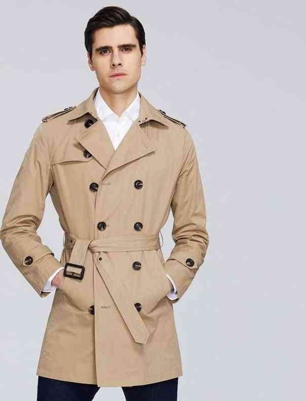 Trench-coat pour hommes, vêtements coupe-vent à longs revers