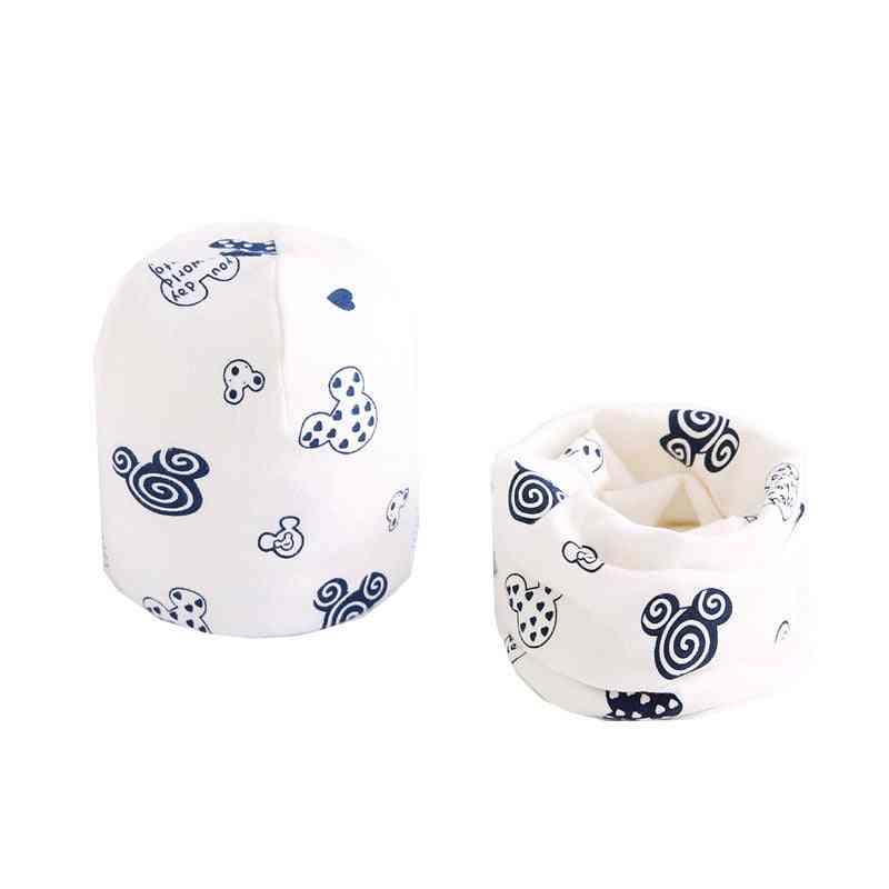 Plush Hat Scarf, Print Collar Cotton Set-13