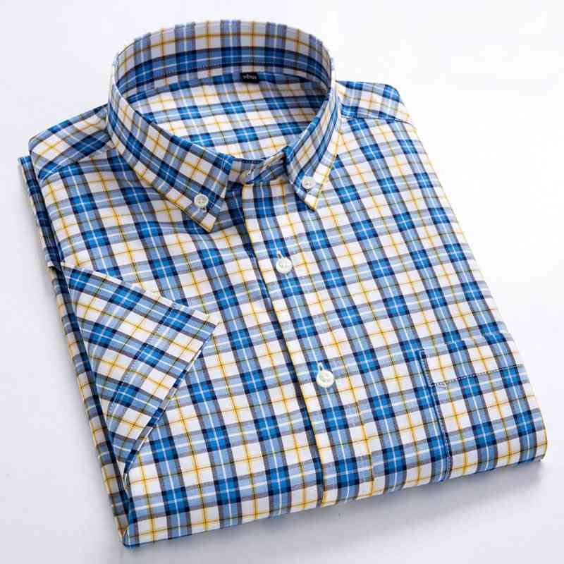 мъжки бизнес официални ежедневни карирани ризи с къс ръкав