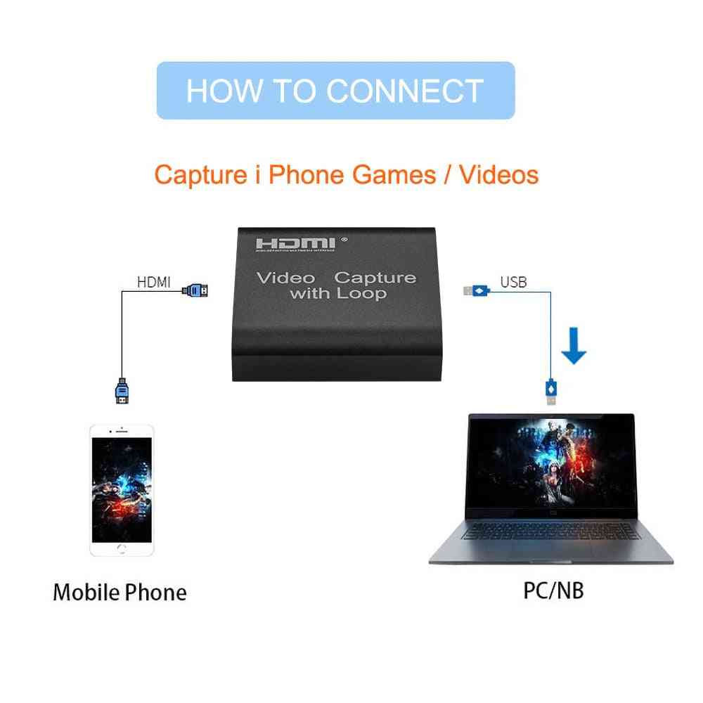 4k-hdmi карта за заснемане на видео, USB-2.0 игра, кутия за записващо устройство