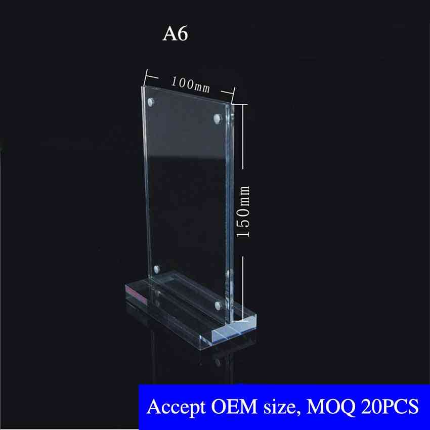 A6 verticale acrilico t tipo forte supporto magnetico per cartelloni con piattaforma