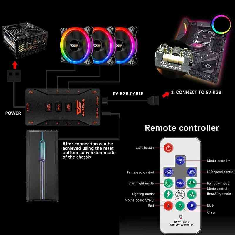 Dr12 pro-argb kylfläkt, kontroll aura sync, datorkylare, RGB-fläktar