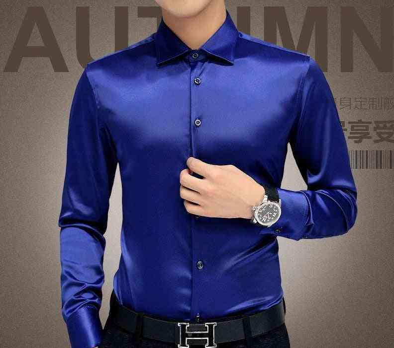 Men's Vintage Tuxedo Long Sleeve Silk Shirt