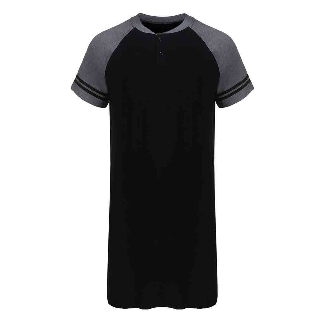 Men Short Sleeve, Loose Long Sleepwear Shirt
