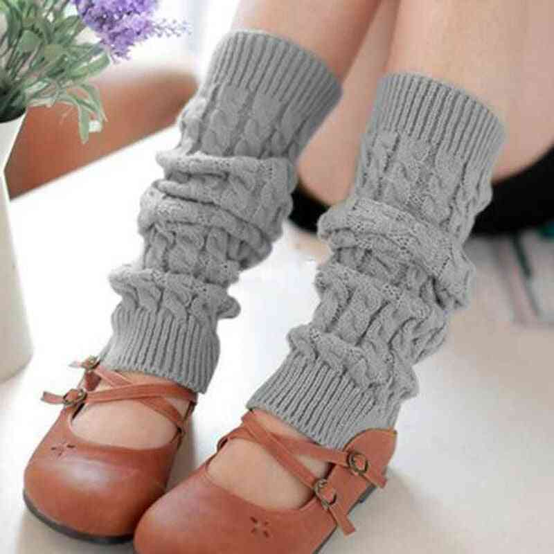 зимна топла коляно с висока плетка, подгряващи крака за плетене на една кука, чорапи с маншети за обувки