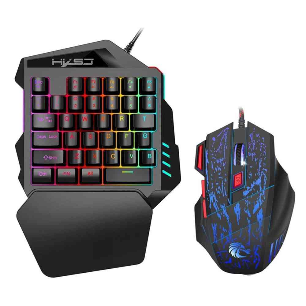 Multicolor Backlight, One-handed Games Keyboard Mouse Set For Gamer