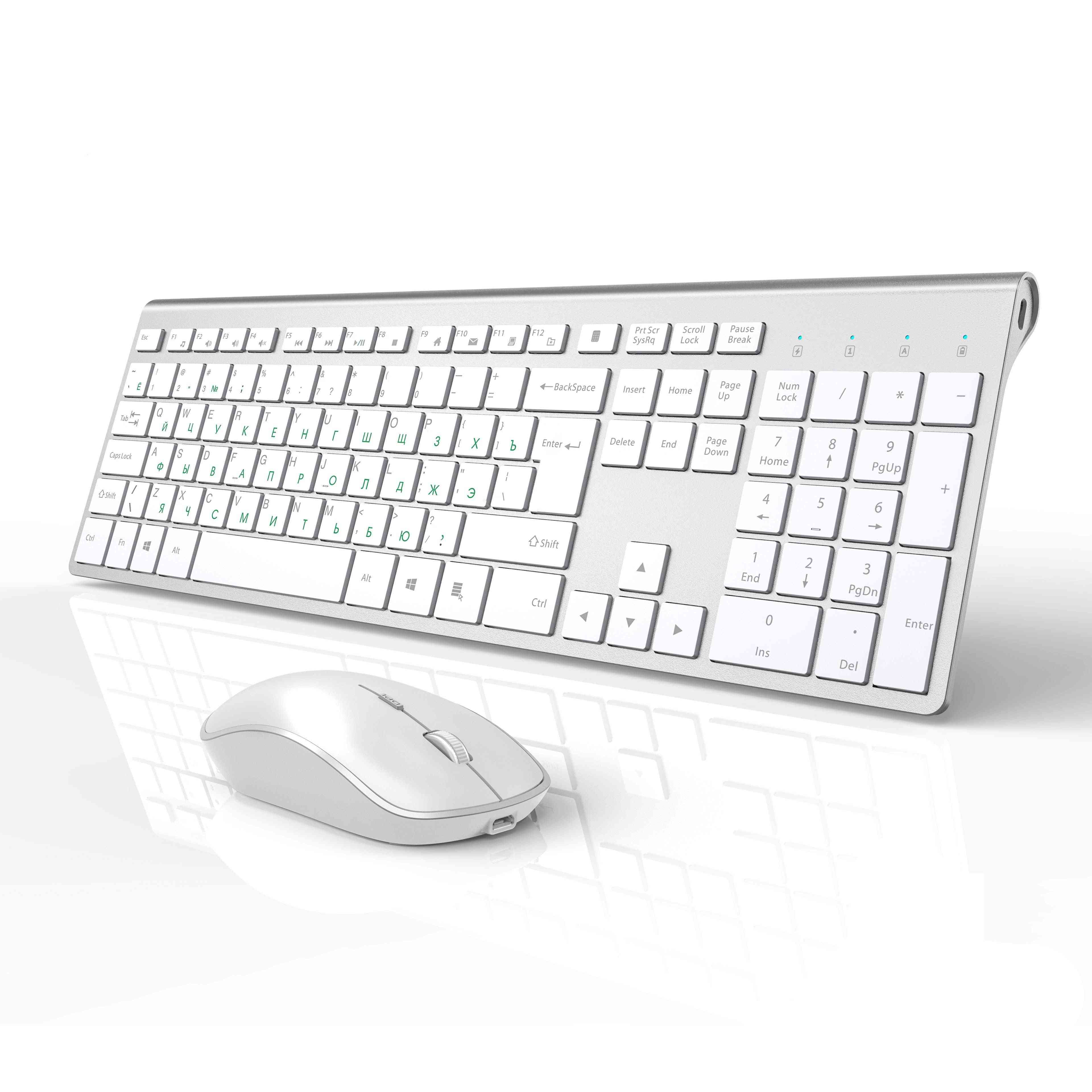 Rechargeable Wireless, Mice Slim Keyboard & Mouse Set