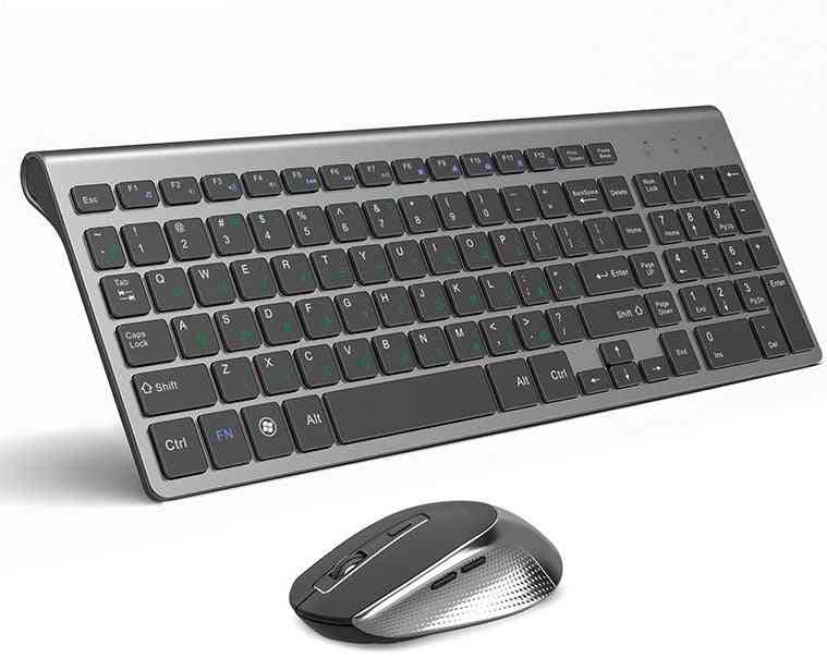2.4 Ghz Ultra Thin Portable Wireless Keyboard Mouse, Full Size 2400 Dpi