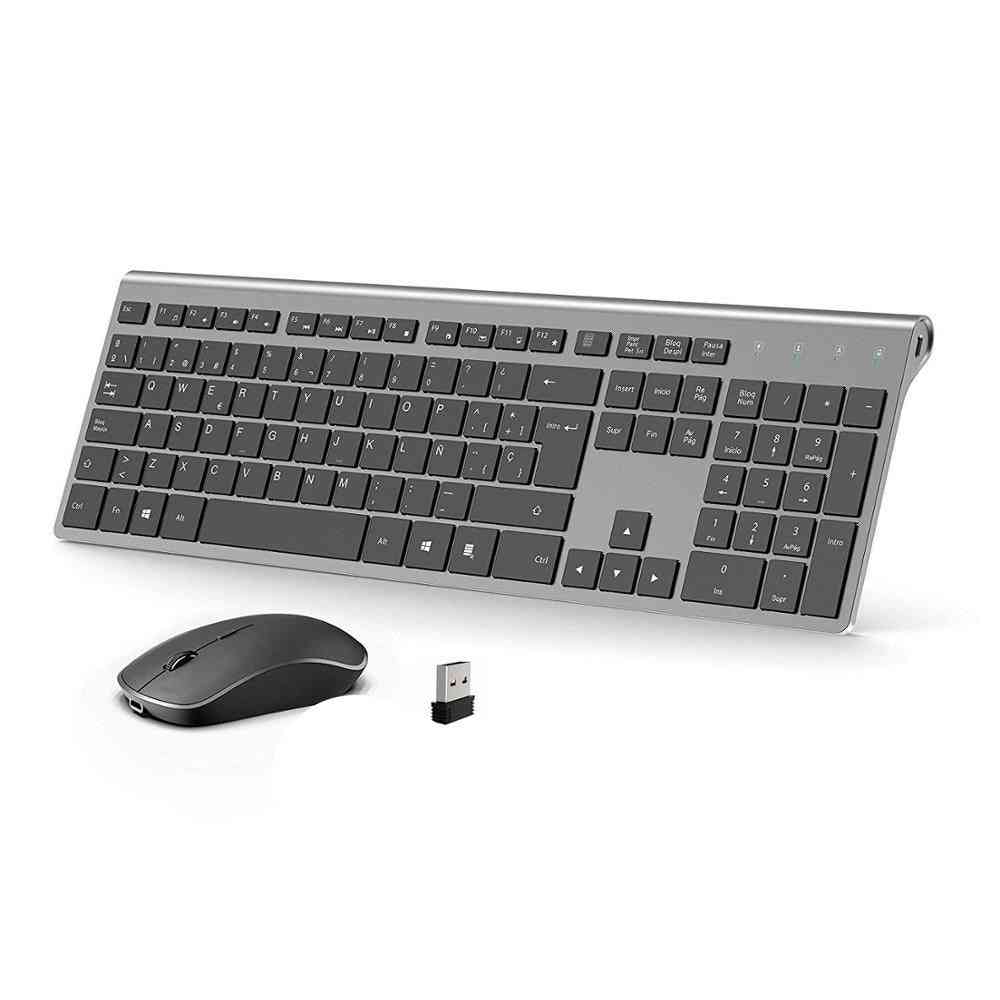 Wireless Keyboard And Mouse, Spanish Layout, Rechargeable Battery