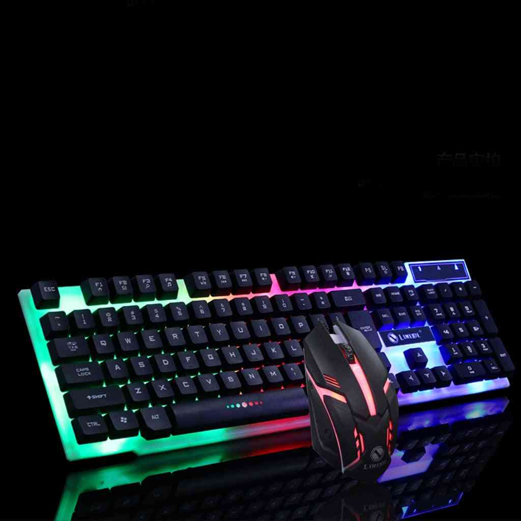 Colorful Led Illuminated, Backlit Gaming Keyboard-mouse Set