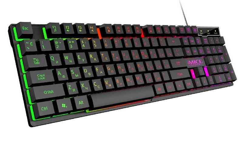 Rgb bedraad gaming-toetsenbord met backlight usb, rubberen 104-keycaps