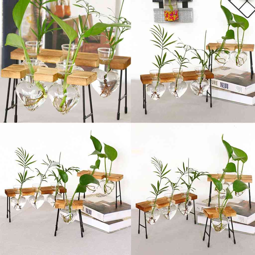 Terrarium kreatywna hydroponiczna dekoracja wazonu z drewnianą ramą