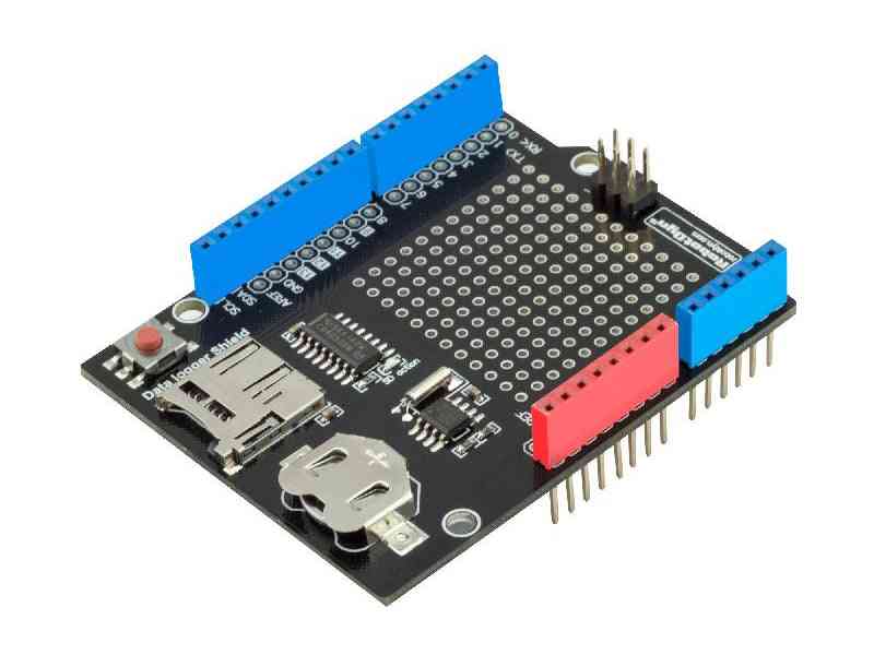 Datalogger shield compatibile per arduino, micro sd card rtc assemblato con batteria