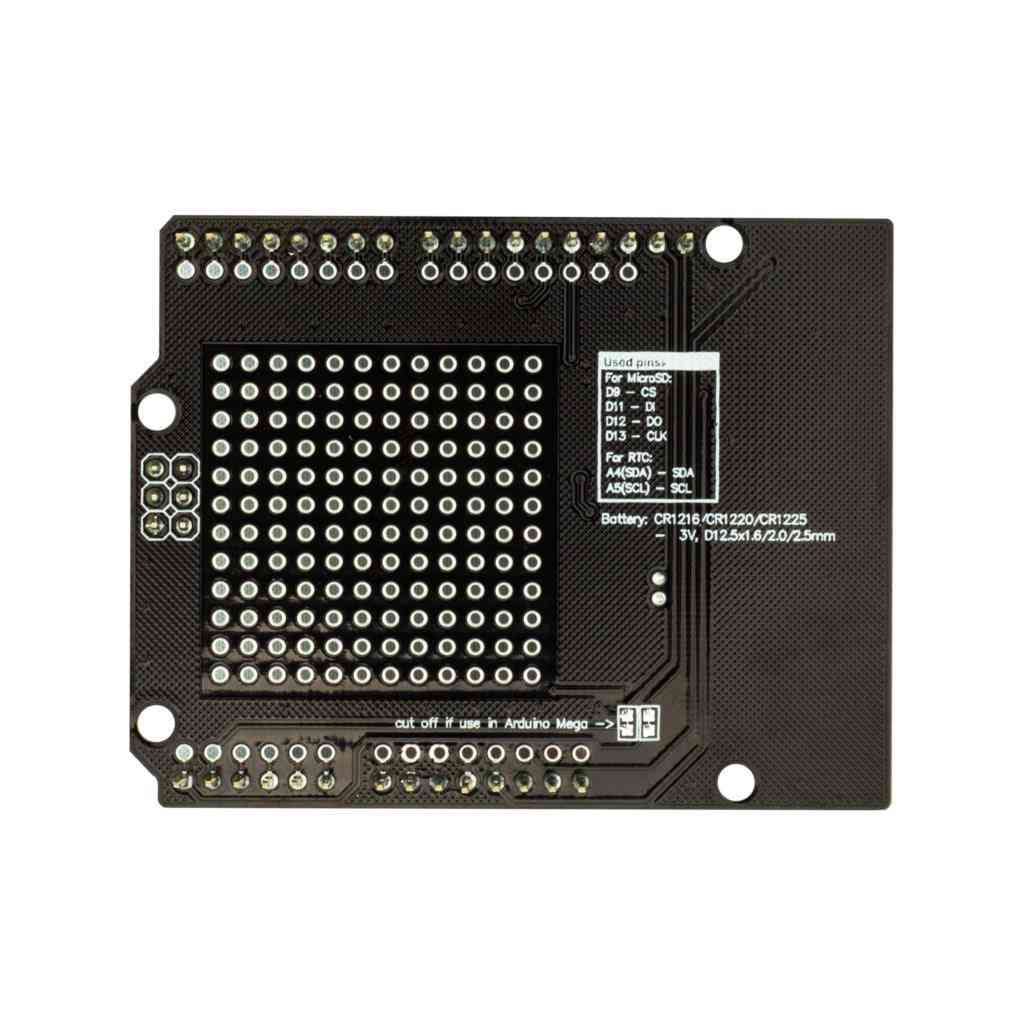 Datalogger shield compatibile per arduino, micro sd card rtc assemblato con batteria