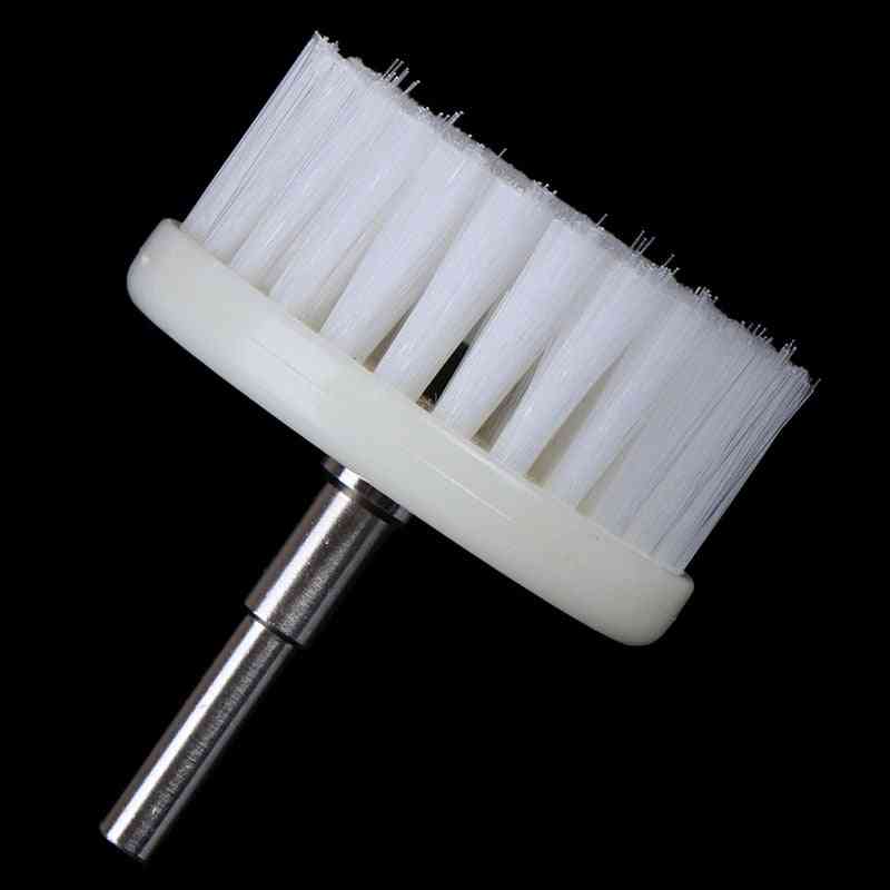 White Soft Drill Powered Brush Head For Cleaning Car, Carpet, Bath Fabric