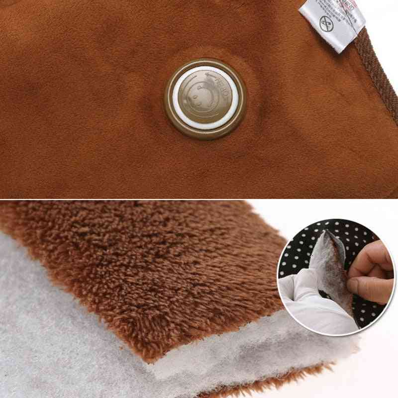 Hot Water Bottle Electric Rechargeable Heat Bag Polka Dot Hand Warmer Velvet With Eu Plug