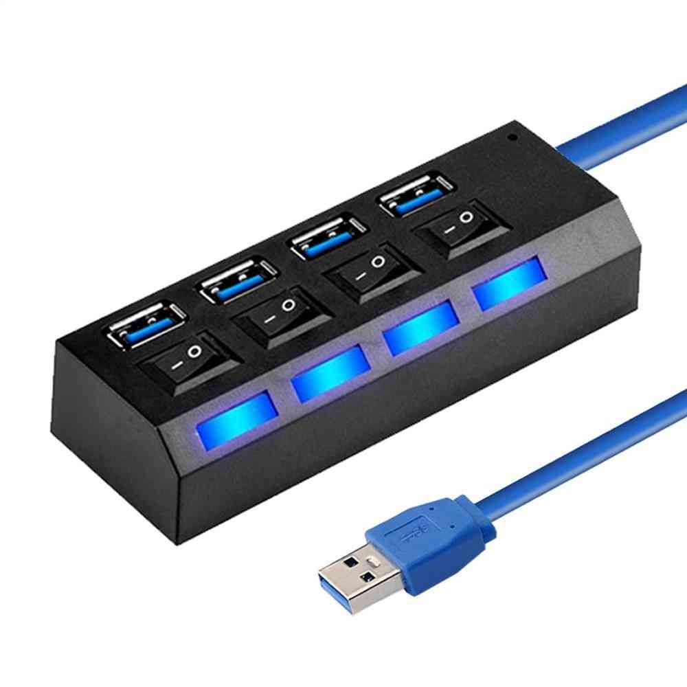 4/7- Multi Port Expander With On/off Switch, Usb High Speed, Hub Splitter Adapter