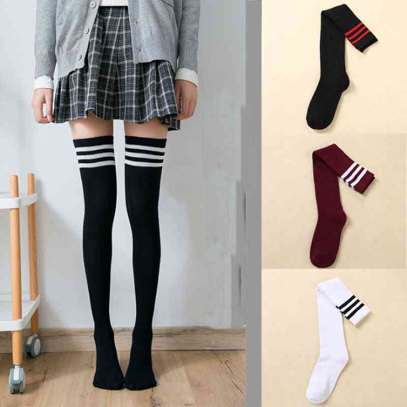Long Stockings Warm Thigh Striped Knee Socks