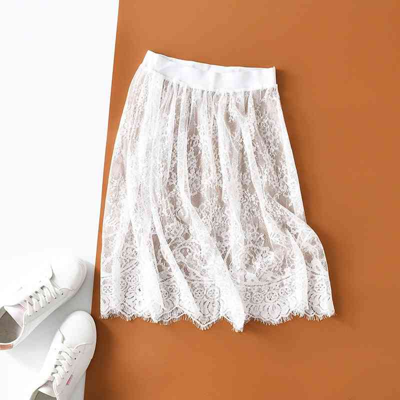 Autumn & Winter Slips Women Casual Lace Perspective Mini Skirts, Petticoat Underskirt