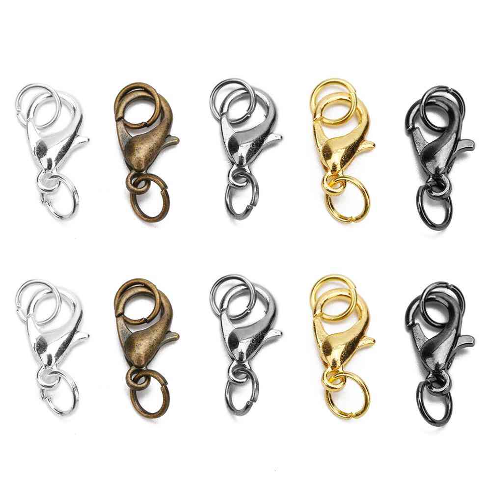 Metal Lobster Clasps Hooks With Jump Rings, End Clasp Connectors
