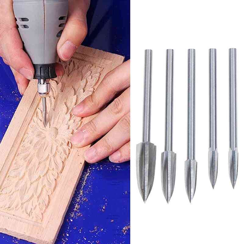 Shank Milling Cutters, White Steel, Sharp Edges With Three-blades, Wood Carving Knives Tools
