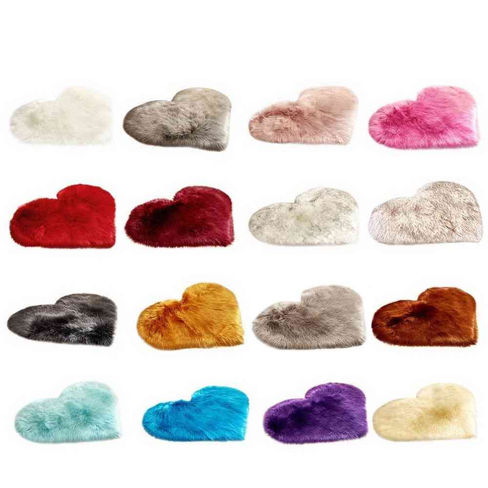 Love Heart Rugs, Fluffy Soft, Artificial Wool Sheepskin, Hairy Carpet, Faux Floor Mat