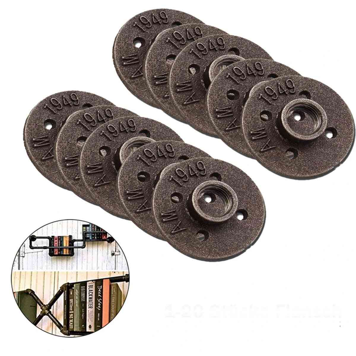 Flanges Iron Pipe Fittings Plumbing Wall Mount - Antique Piece Hardware Tool Cast Decorative
