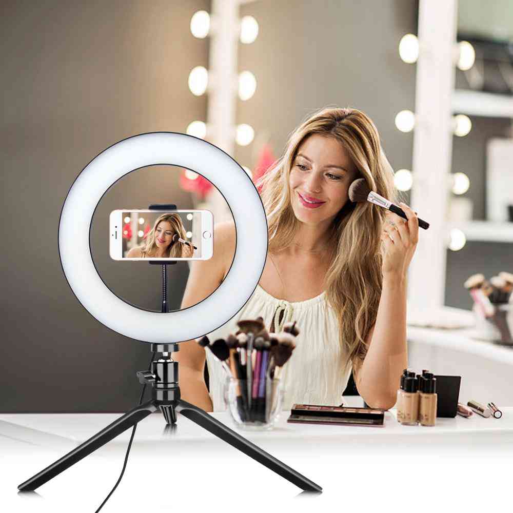 Usb power dimbar selfie ljusring, led lampa för fotografering live video