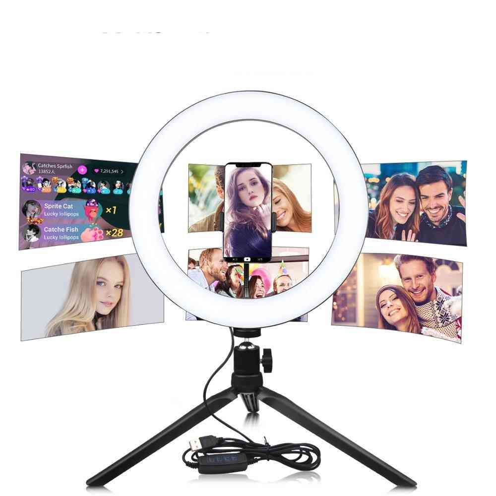 Usb power dimbar selfie ljusring, led lampa för fotografering live video