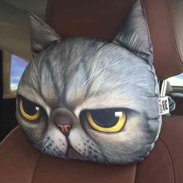 3d Printed- Dog & Cat Face, Car Safety Cushion, Neck Headrest Without Filler