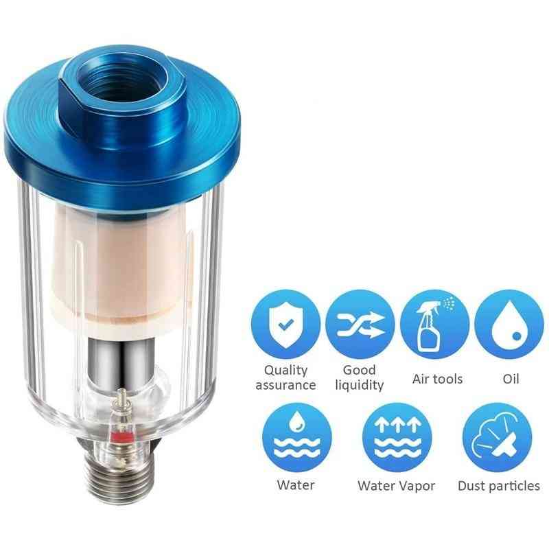 Water Oil Airbrush Filter, Moisture Separator For Air Line, Compressor Fitting (blue)