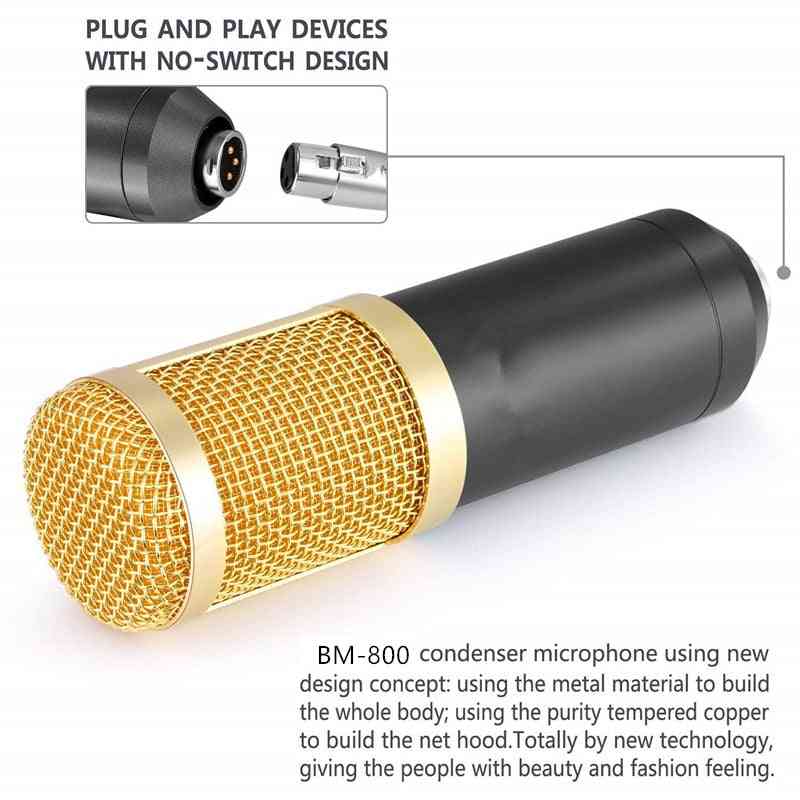 BM800 kondenzátor mikrofon professzionális hangfelvétel telefon pc-hez