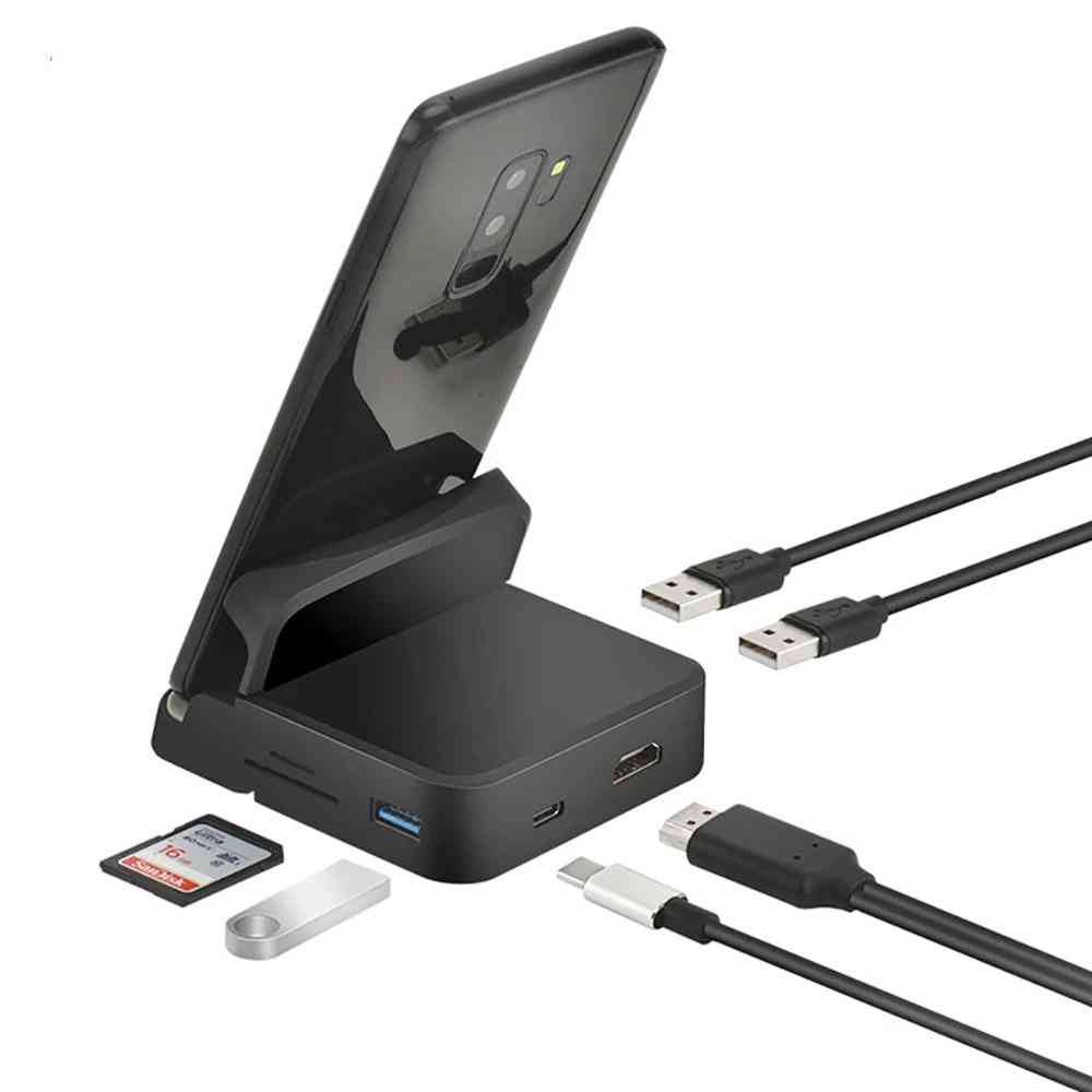 Type C Usb Hub Dock Station Phone Stand Pad, Power Charger Hd Kit