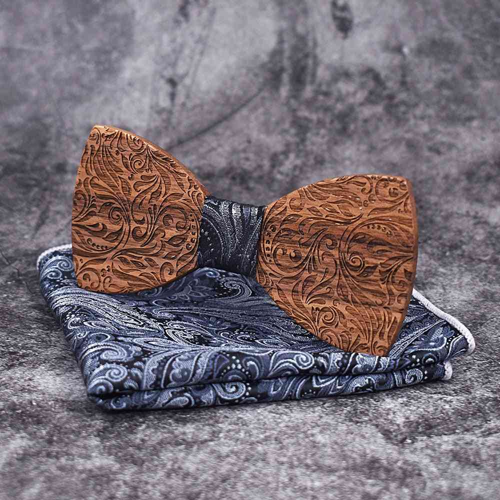 Handkerchief Cufflinks- Gravatars Wooden Bow Ties