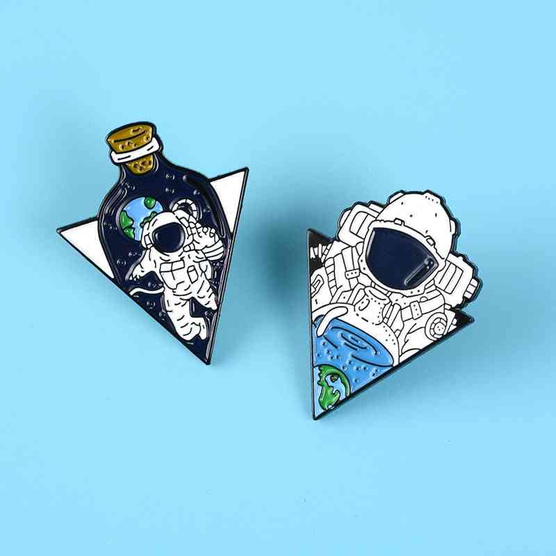 Space Travel Enamel Pin, Brooches Bag Clothes Lapel Cosmic, Badge, Jewelry