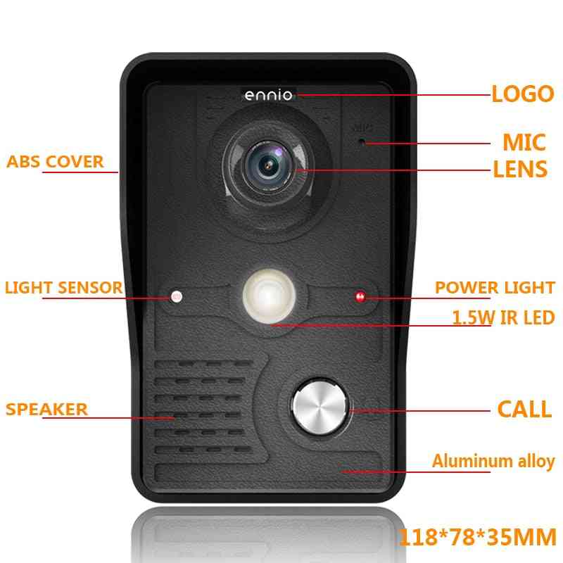 Doorbell Monitor Video Intercom With 1200tvl Outdoor Camera For Door Phone