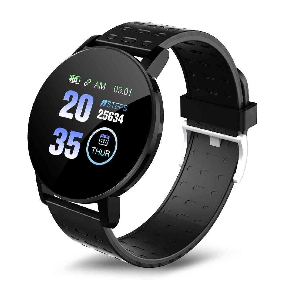 Smart Watch Blood Pressure Round Bluetooth Heart Rate Waterproof Sports Tracker With Alarm