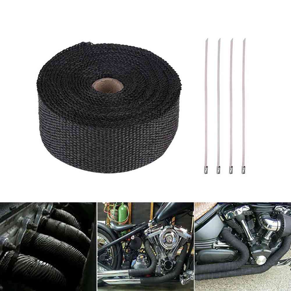 Roll Fiberglass Heat-shield Motorcycle Exhaust Header Pipe Heat Wrap Tape Thermal Protection